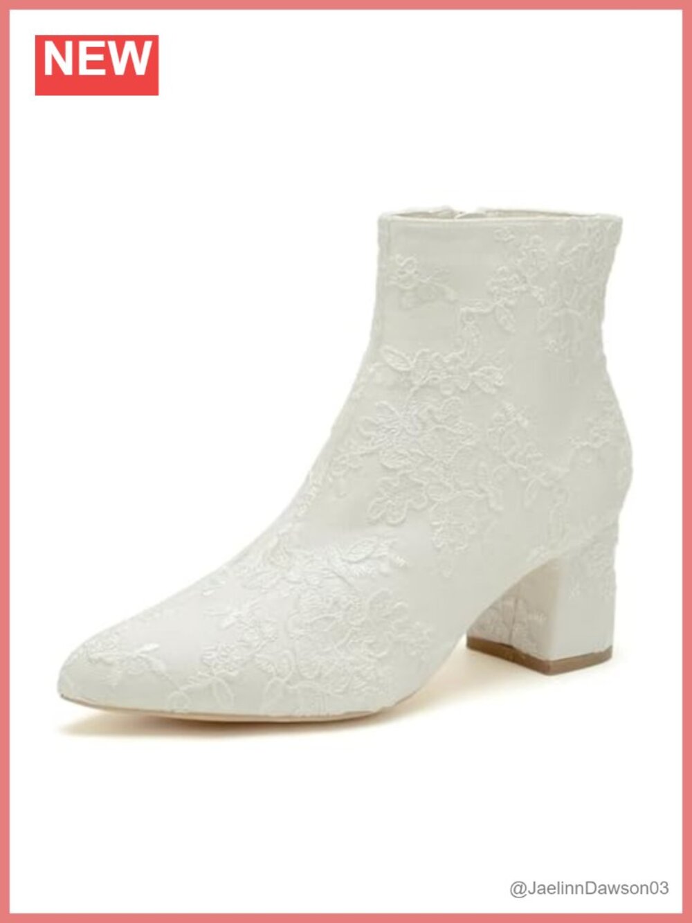 Lace Wedding Boots for Bride Block Heel Ankle Booties